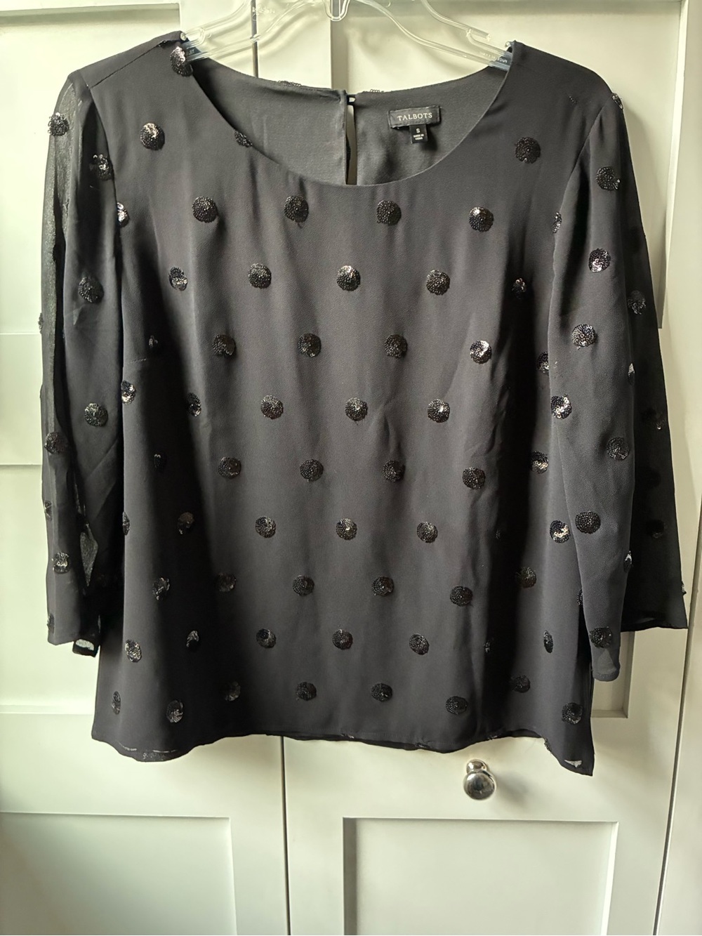Talbots Black Sequin Dot Blouse